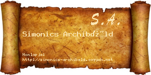 Simonics Archibáld névjegykártya